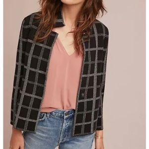 Anthropologie Moth Windowpane Sweater Blazer